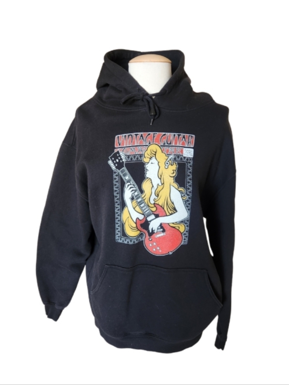 Vintage Guitar Magazine Graphic Black Hoodie Large
